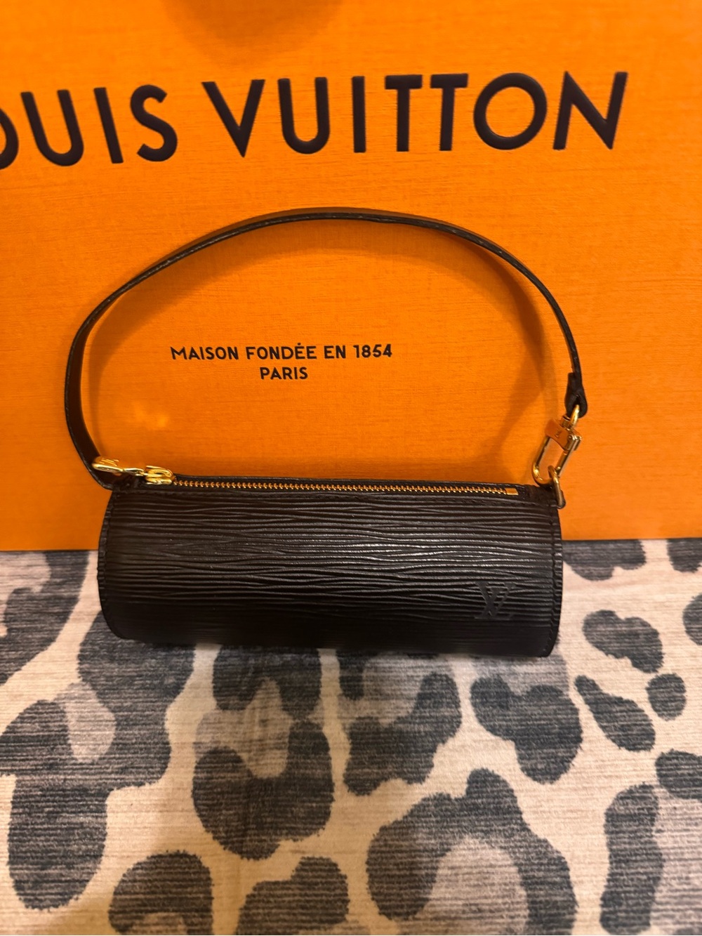 Louis Vuitton Black Epi Leather Papillon Wristlet/Soufflot Pochette mini